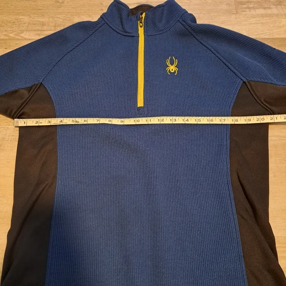 Spyder Men's Blue Black Polyester 1/4 Zip Pullover Mock Neck Sweater Size Medium - Picture 8 of 11
